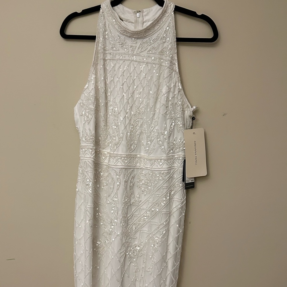 Beaded white mini dress